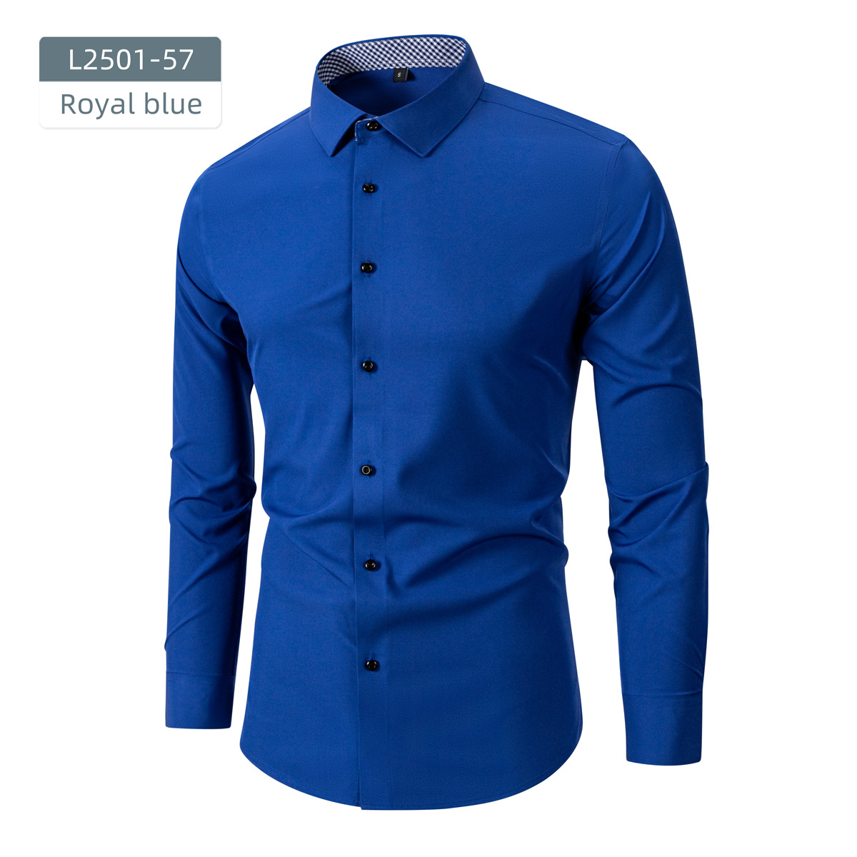 Camisas personalizadas transfronterizas para hombres de manga larga ropa de negocios elástica Amazon comercio exterior botones negros