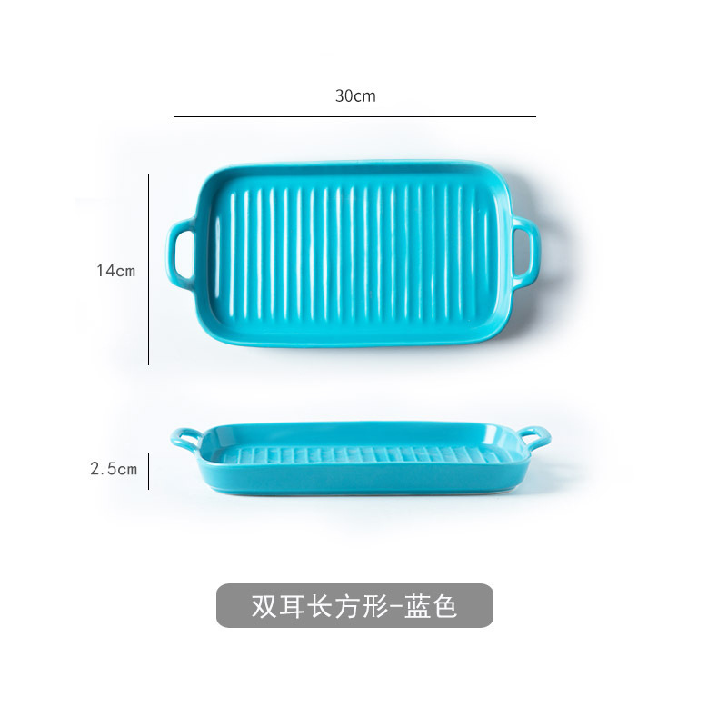 Nórdico placa redonda creativa hogar plato de cerámica horno de microondas binaural placa para hornear Placa de filete Placa de porcelana