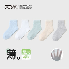 六指鼠儿童袜子男童女童宝宝夏季薄款透气网眼小孩学生夏天中筒袜