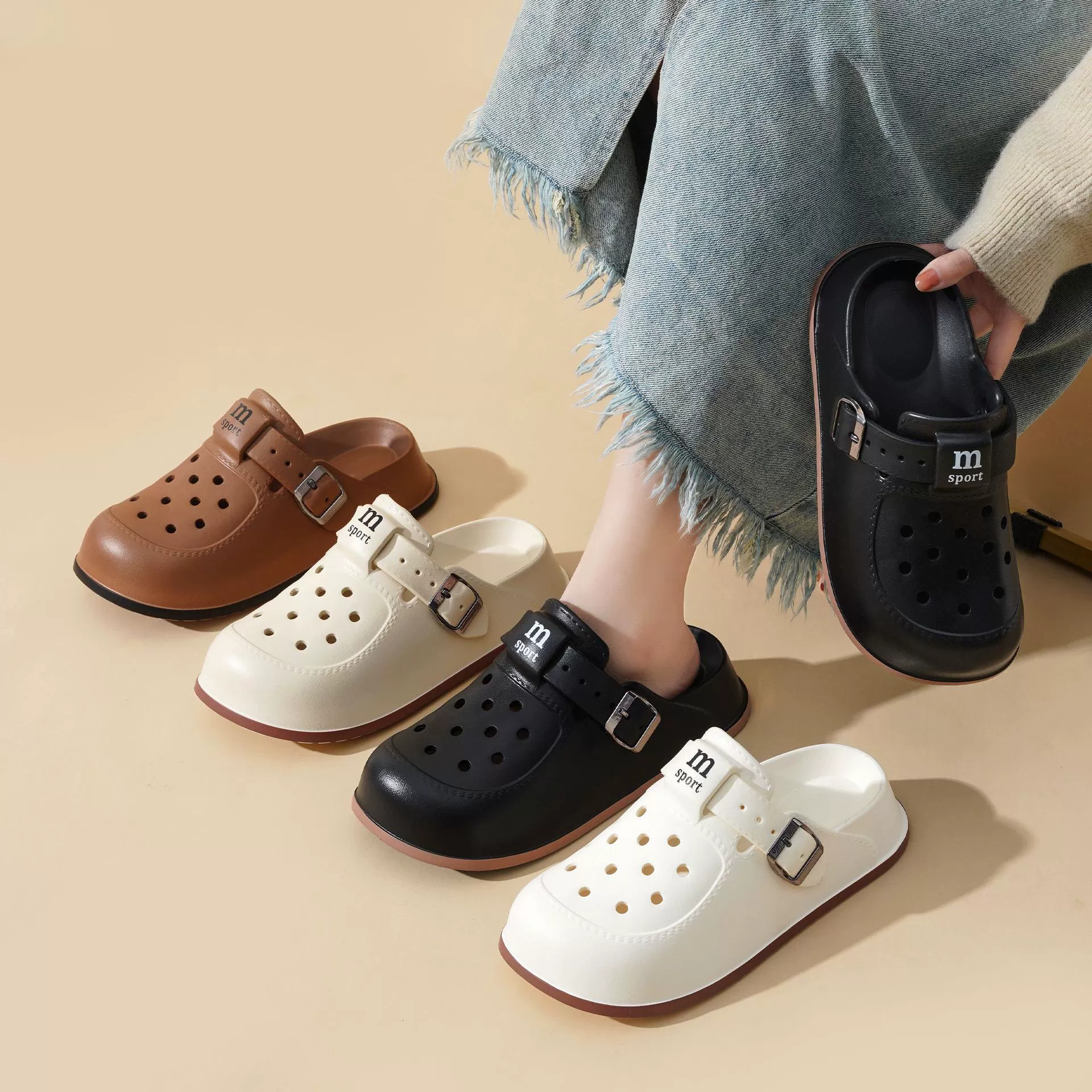 Женские закрытые сабо на толстой нескользящей подошве в корейском стиле лето 2025 года, простые, модные, универсальные, для улицы.