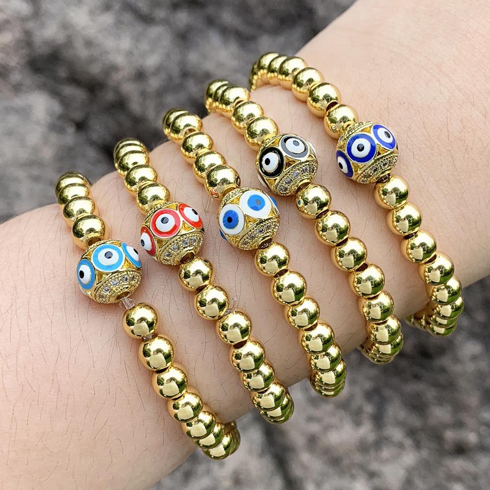 Fashion Devilu0027S Eye Copper Bracelets Beaded Inlay Zircon Copper Bracelets