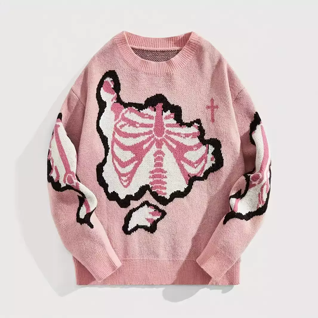 女装2024跨境亚马逊欧美y2k风ins套头毛衣百搭秋款宽松型显瘦骷髅