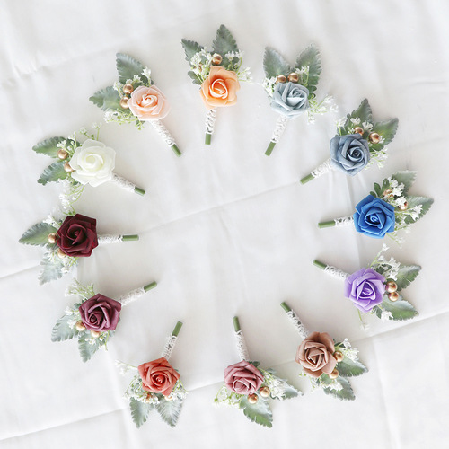  forest style wedding bride and groom corsage banquet guest sisters group corsage Korean style artificial flower wedding supplies