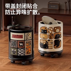 中古风垃圾桶家用客厅静音轻奢大容量双层高颜值卧室垃圾桶带轮子