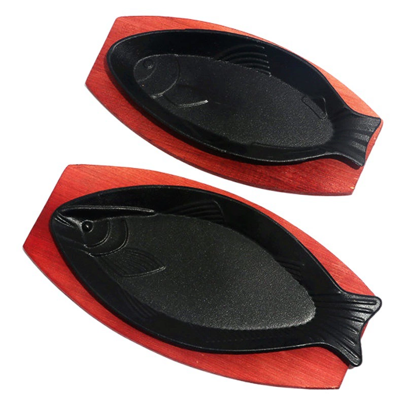 Тетпаньяки Коммерческая чугунная тарелка для барбекю Жареная тарелка для рыбы на гриле Прямоугольная железная тарелка круглая тарелка для стейка