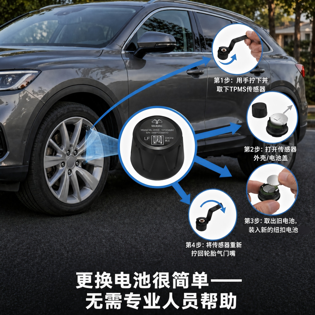 Miled Bluetooth External Tire Pressure Monitoring System Wireless Mobile Phone APP Universal TPMS for Cars