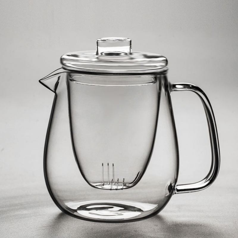 加厚大企鹅玻璃壶带盖三件杯透明过滤水壶花茶壶功夫茶具