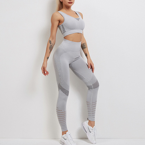 European and American yoga clothing suit, elastic slim yoga vest, women's beauty back top, running trousers, fitness sports suit