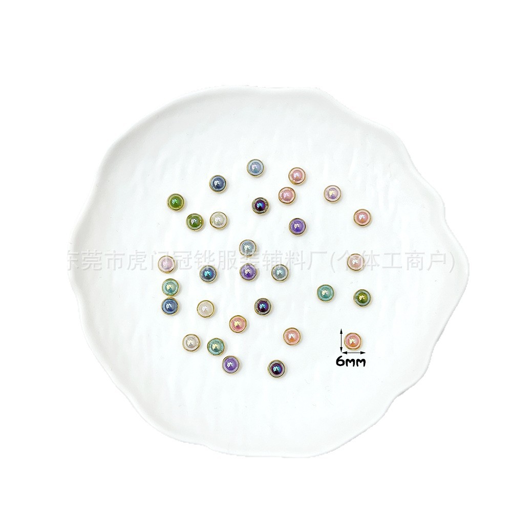 6mm Mini Multicolor Fantasy Buttons, Copper-Edged Buttons for Bjd Doll Clothes, Ob11 Handmade Accessories, DIY Materials
