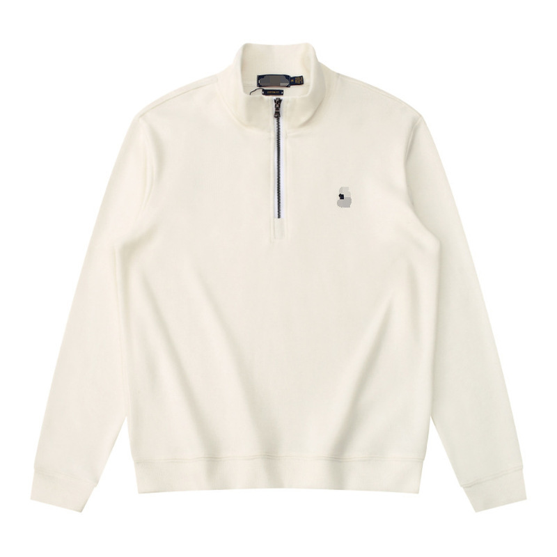 Polo stand collar cotton sweater pony half height zipper men's casual wear all-match Paul pullover long sleeve