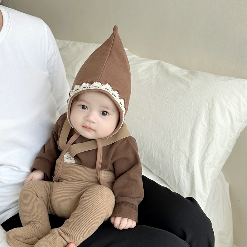 Sombreros para bebés de primavera y otoño de encaje borde protector de orejas gorras de punta ins sombreros coreanos para salir gorras de aire