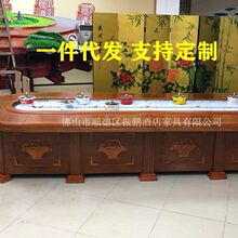 旋转火锅桌自动回转火锅设备寿司电动餐桌厂家批发实木旋转餐桌