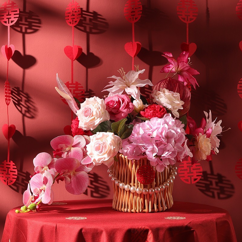 Decoración de la boda Decoración de la boda Decoración de la sala de estar Flor Flor Flor Mesa de la sala de bodas Mesita de la cama de la boda Decoración de flores falsas
