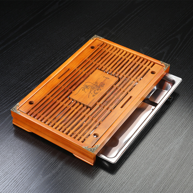 無垢材ティーテーブル ティーセット ティートレイ 無垢材カンフー 家庭用ティーシー 引き出し式排水茶池 シンプルスタイル|undefined