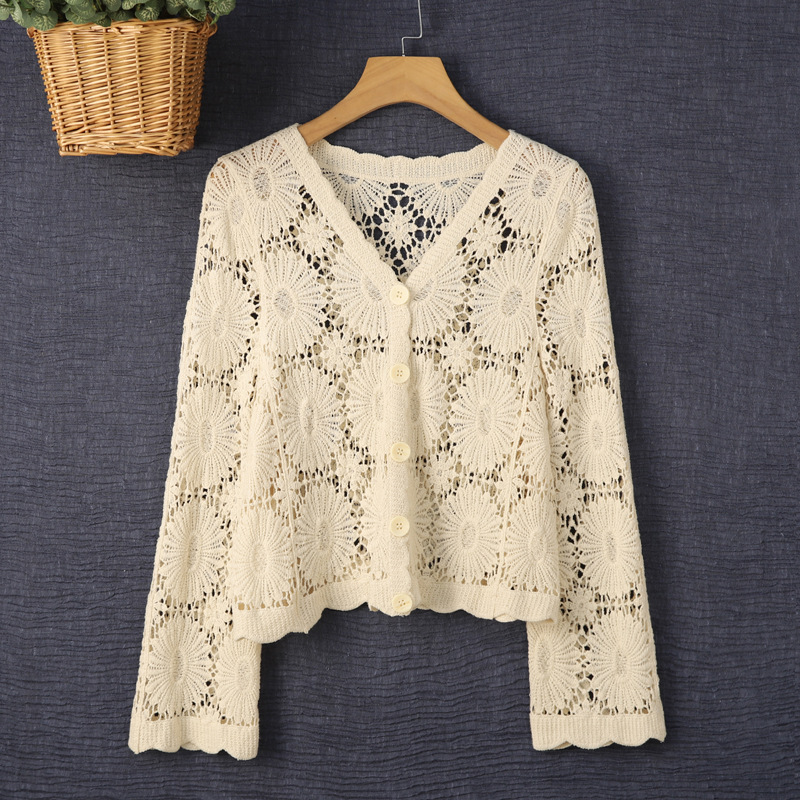 Thin Cardigan for Women, Hollow-Out Knit Sweater, Autumn Sun Protection Shawl Top, Paired with a Slip Dress, Small Jacket for Women Thin Cardigan for Women, Hollow-Out Knit Sweater, Autumn Sun Protection Shawl Top, Paired with a Slip Dress, Small Jacket for Women