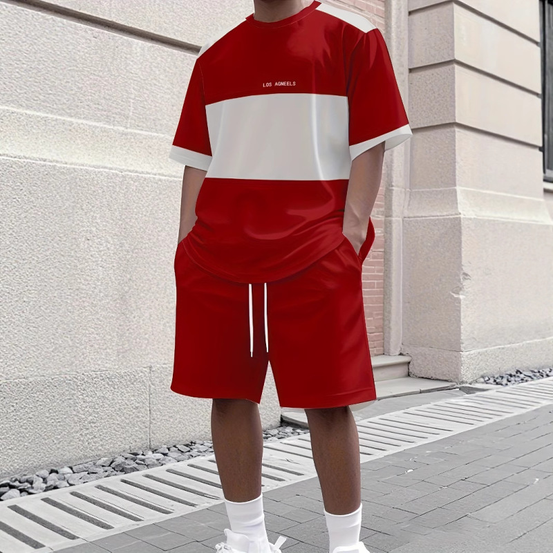 2025年夏季男士休闲时尚简约潮流套装短袖短裤|undefined