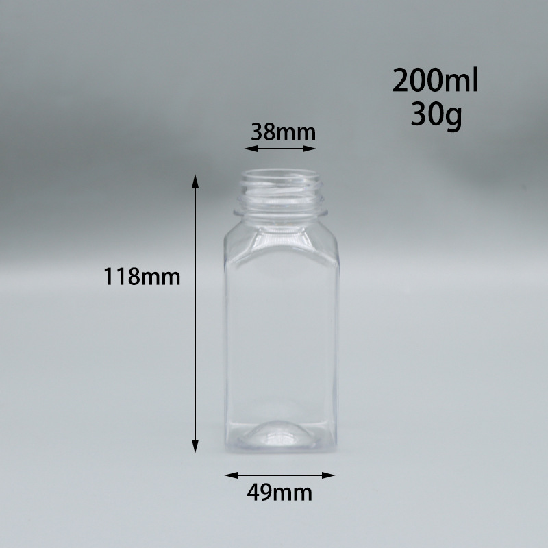 売れ筋の透明な正方形のプラスチックボトルミルクティードリンクボトルキッチン密封缶キャンディージャー食品グレードの蜂蜜ボトル|undefined