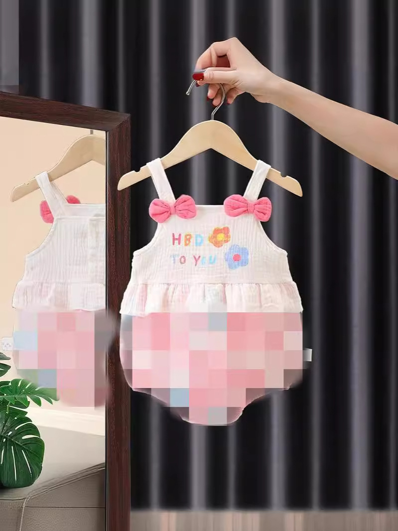 Ropa de verano para bebés, bebé, princesa súper linda, mameluco con tirantes, chaleco sin mangas de verano, abrigo triangular delgado, traje de escalada