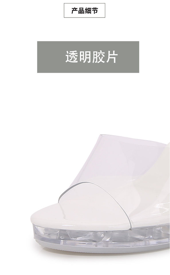 Giày sandal cao gót nữ trong suốt pha lê hở mũi gót nhọn — bạc, màu đỏ, trắng, đen chi tiết 6