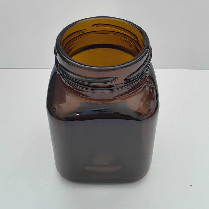 茶色のペーストボトル、角型ガラスボトル、ペースト角型包装、茶色のボトル、遮光密封ガラス瓶、蓋付き高温耐性|undefined