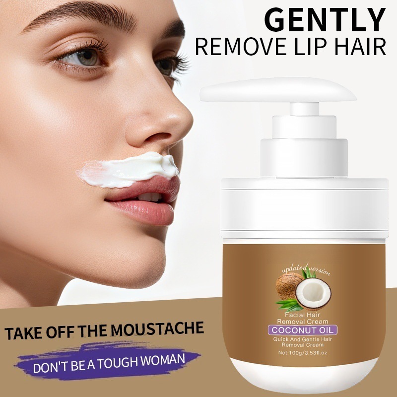 Cross-Border Coconut Oil Hair Removal Cream for Lip Hair Removal, Gentle Coconut Oil Hair Removal Cream