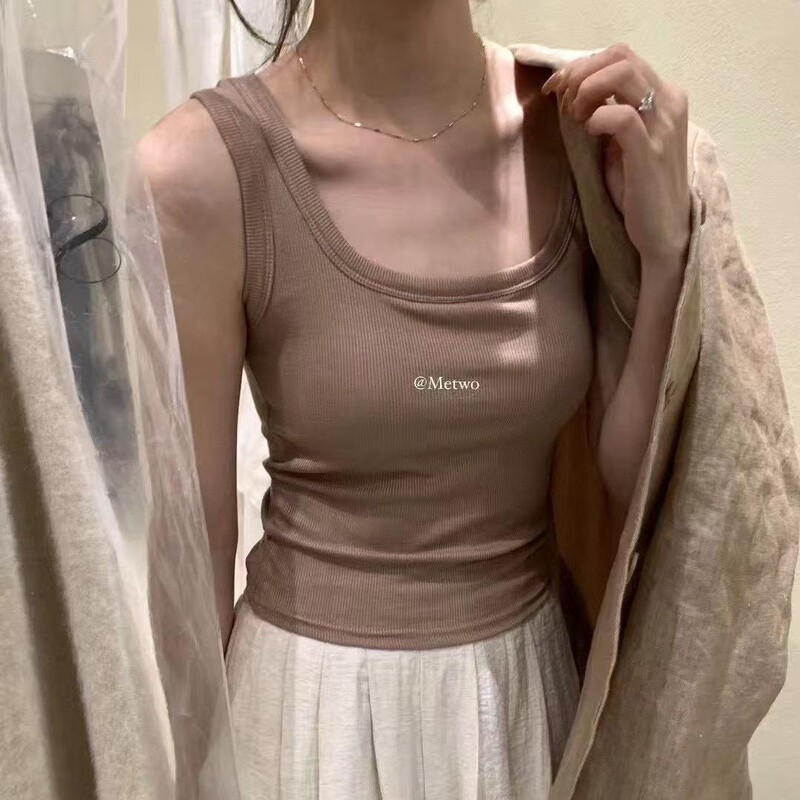 Metwo Large U Foreign Trade Breast-Covering Vest with Breast Pads Latex Pure Color Inner Wear Slimming Look Cross-Border 66403