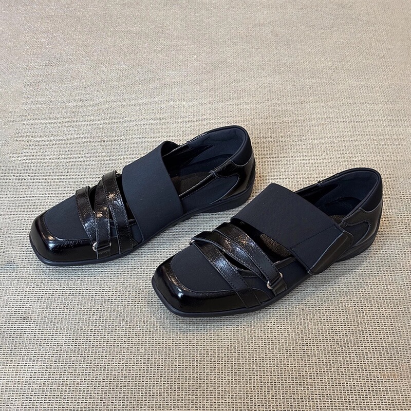 Sheepskin Version~French-Style Mary Jane Shoes with 5cm Hidden Height Increase for Women, Niche Sports Ballet Shoes, Velcro Loafers