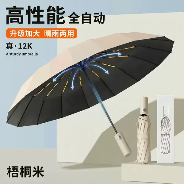 24-Rib Fully Automatic Umbrella for Men, Large Size, Sunshade, Uv Protection, Custom Logo, Wholesale, Promotional Sun Umbrella