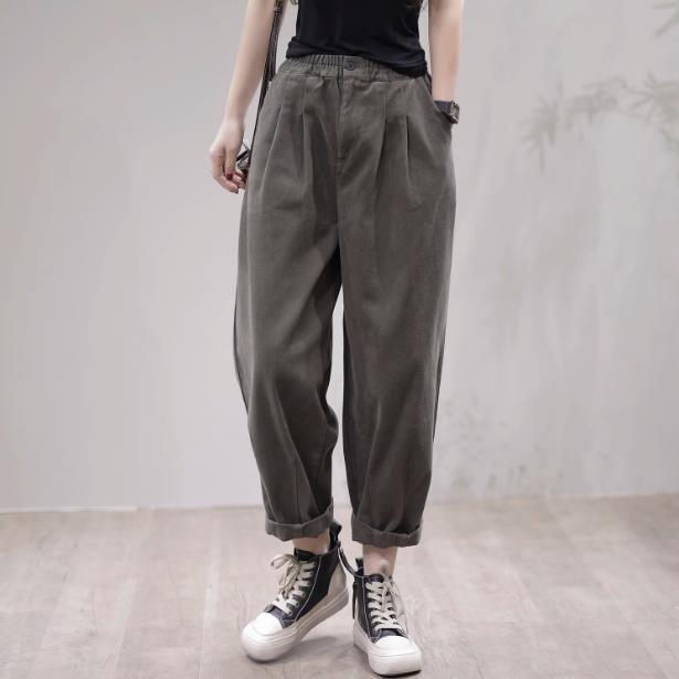 春秋棉布休闲裤新款萝卜裤裤子时尚女裤显瘦文艺女士女装哈伦裤女|undefined