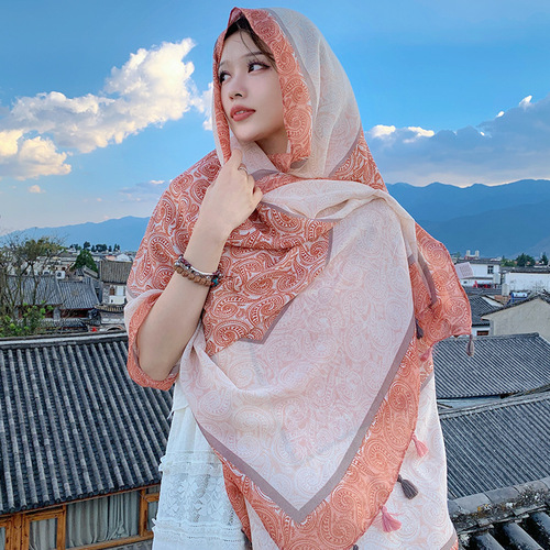 Ethnic Style Shawl Women's Outerwear Ethnic Style Summer Thin Travel Sunscreen Scarf Beach All-match Beach Towel Scarf