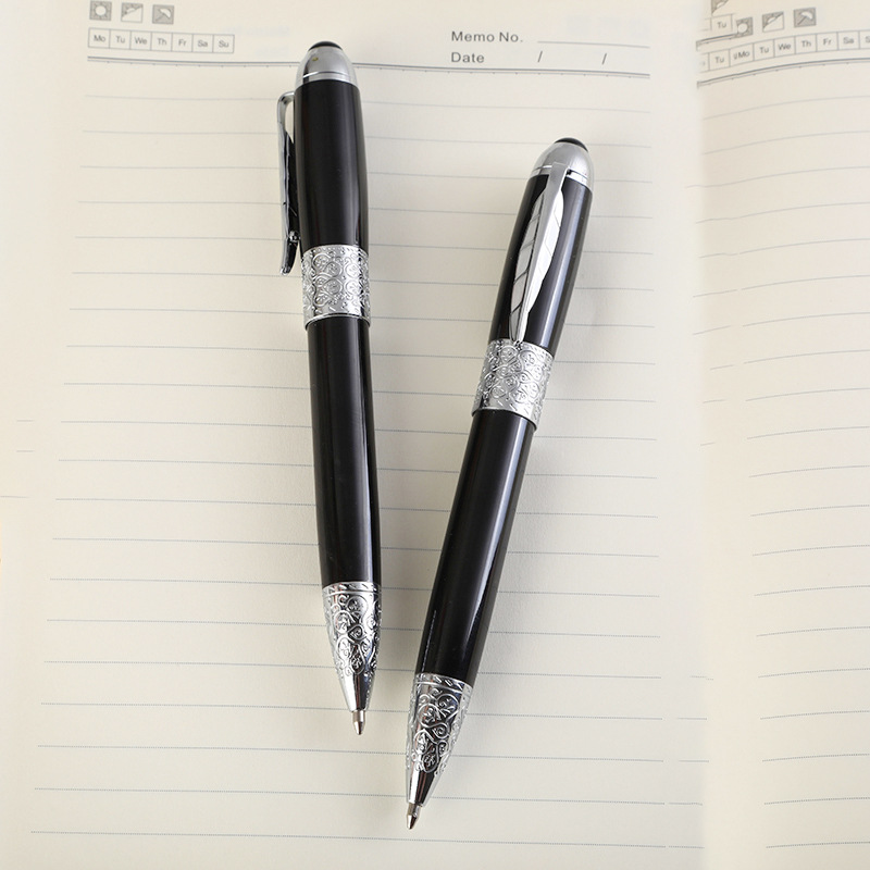葉子筆夾雕花鏤空商務金屬圓珠筆廣告禮品中油筆寶珠筆簽字筆
