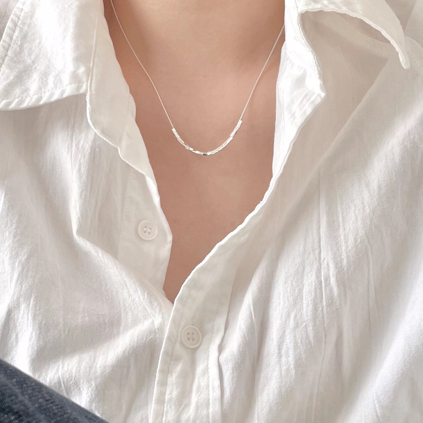 curb chain Chain Type 925 Sterling Silver Curb Chain Square Necklace
