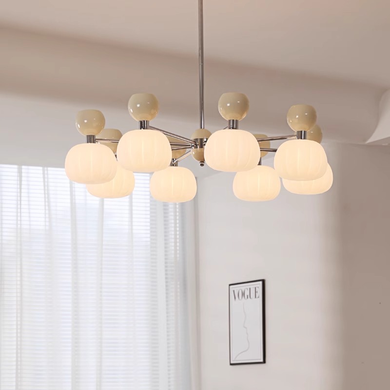 Todo el espectro crema viento lámpara de sala de estar francesa calabaza dormitorio lámpara de dormitorio principal lámpara de estudio retro paquete de lámparas Zhongshan