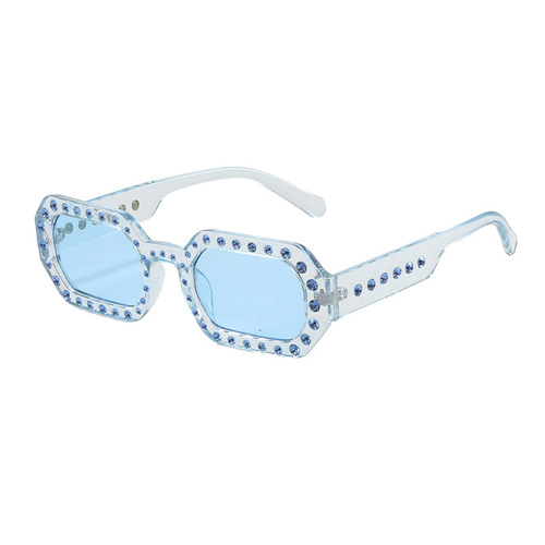 European and American small square sunglasses for men and women, rhinestone cross-border best-selling sunglasses, PC material, personalized women's sunglasses, UV400