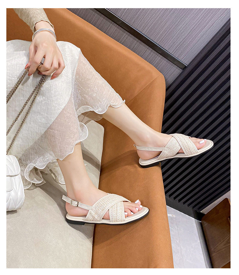 Dép sandal nữ quai chéo mũi tròn hở ngón đế dày phối màu, đế cao 3 cm — Màu Mơ (Dép lê), Màu Mơ (dép), Màu nâu (dép), Màu đen (dép) chi tiết 53