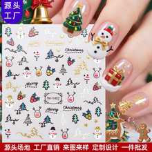 正祥跨境新款圣诞节美甲贴纸OEM美甲贴花欧美雪人圣诞树DIY指甲贴