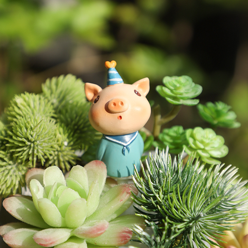 Jardinería paisajismo maceta flor de decoración dibujos animados interesantes resina de animales micro paisaje adornos maceta carnosa inserción