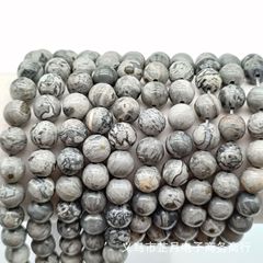 廠家直銷 天然地圖散珠 diy飾品配件手工串珠子 地圖石圓珠半成品