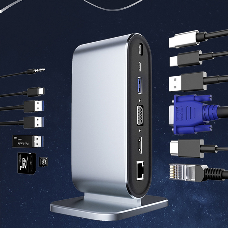 Twelve-In-One Smart Docking Station Suitable for Apple Notebook HDMI Vga Pd Extender Usb-C Docking Station
