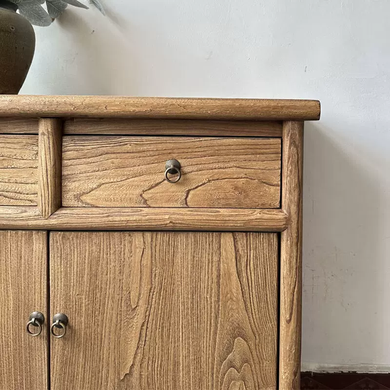 中式老榆木鞋柜家用复古风餐边柜玄关榆木收纳柜民宿实木榆木家具