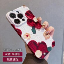 适用iphone12/x油画花朵按键图案精孔全包手机壳14pro防摔保护套