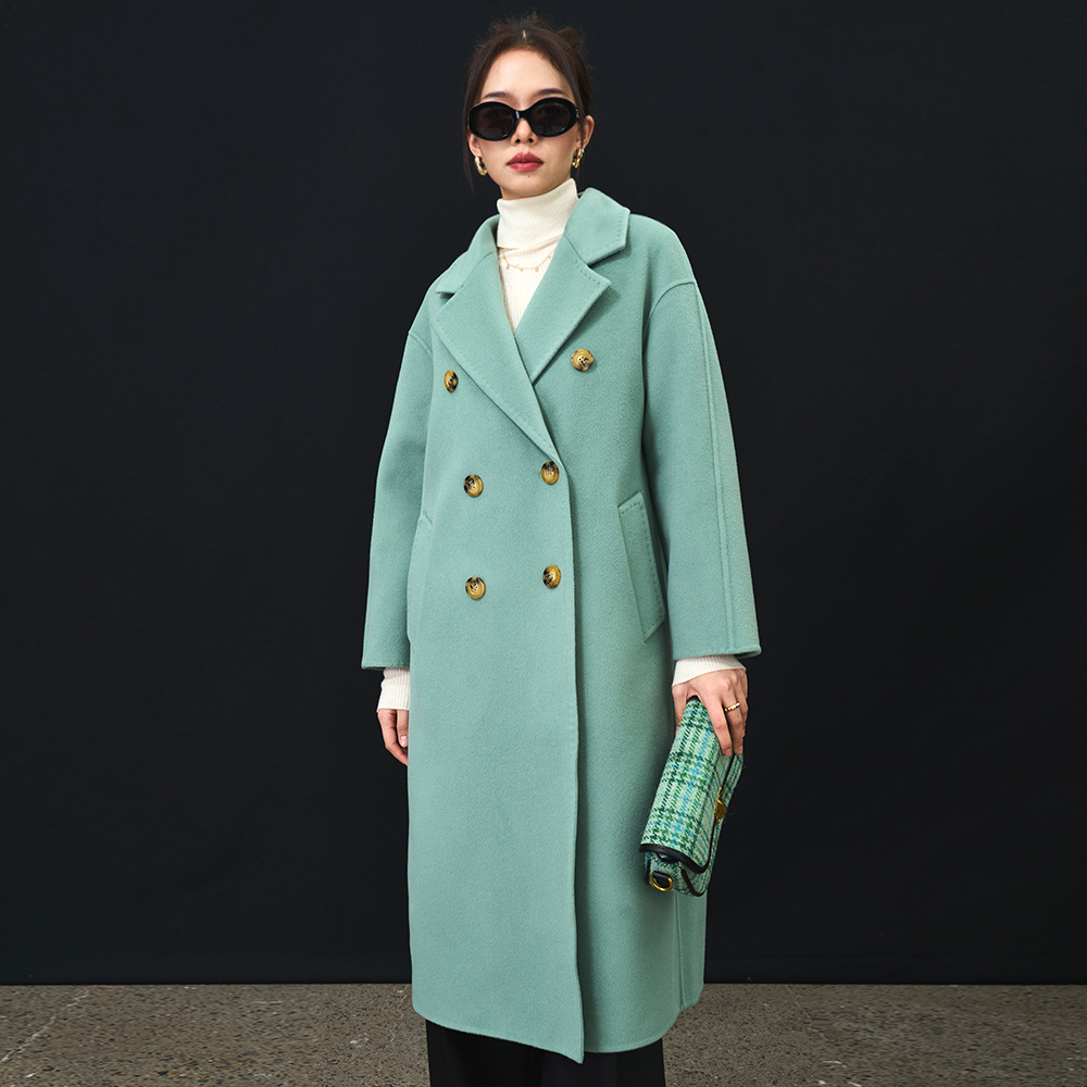 [Shengdu] Sndu Wool Coat, Loose Cocoon-Shaped Thickened Long Double-Sided Cashmere Wool Coat for Women