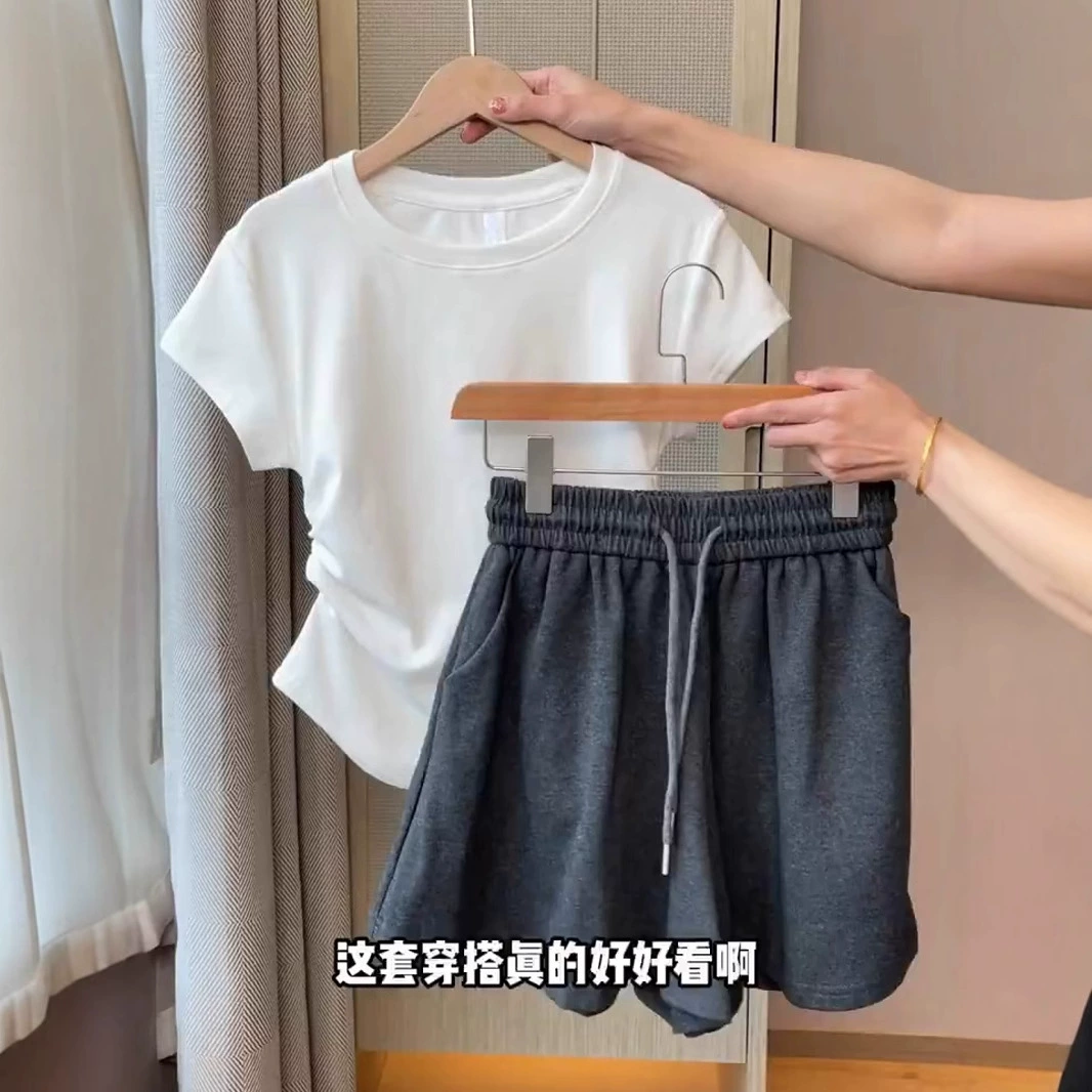 Повседневные женские шорты в балетном стиле, летние миниатюрные шорты, серые спортивные плиссированные широкие брюки-юбки трапециевидной формы с высокой талией.