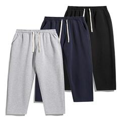 Men's Solid Thermal Lined Drawstring Waist Pants Casual