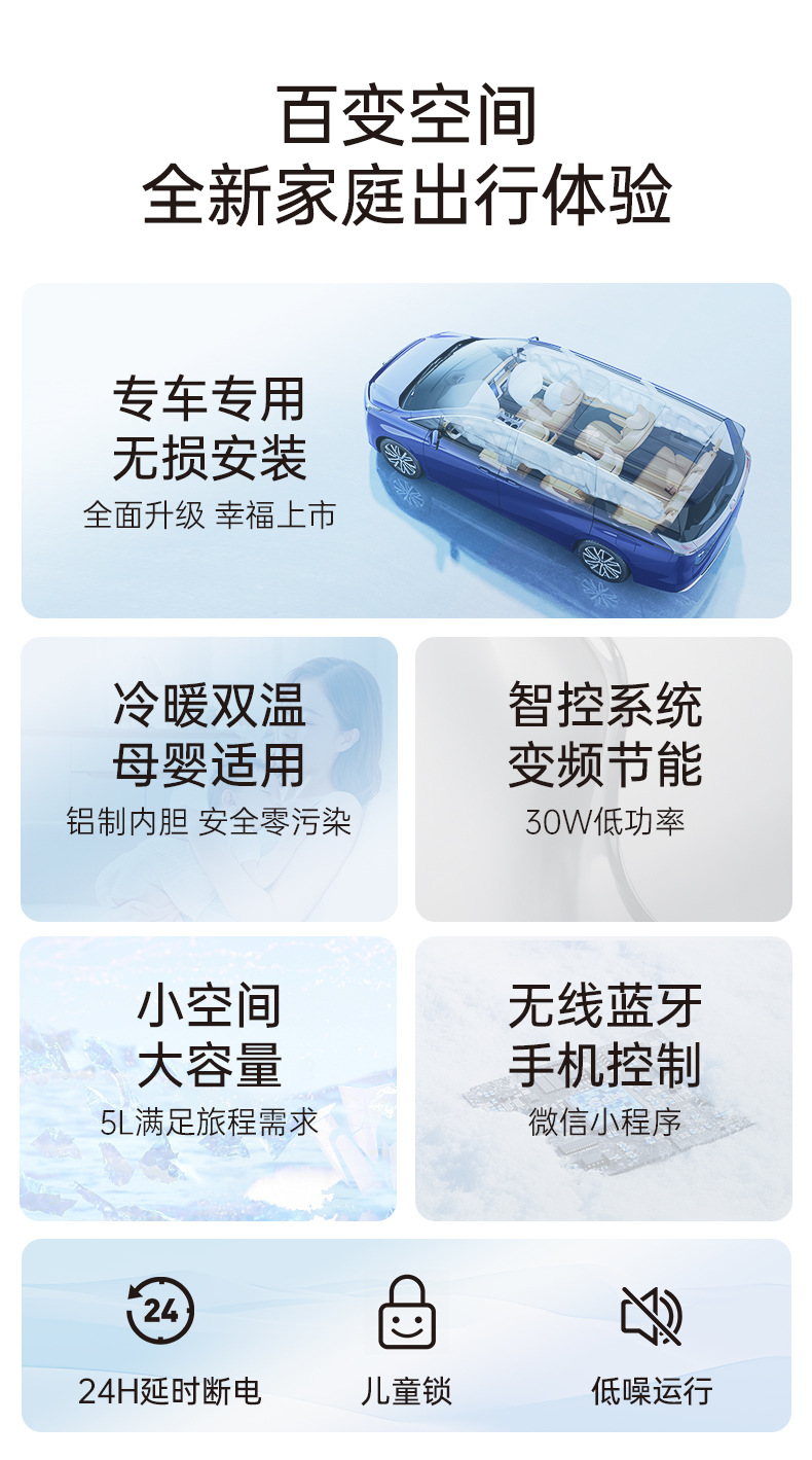Ge Valley Adapts to Trumpchi E8 Car Refrigerator Armrest Box Non-Destructive Modification Compressor Refrigeration Small Refrigerator 5L Heating and Cooling