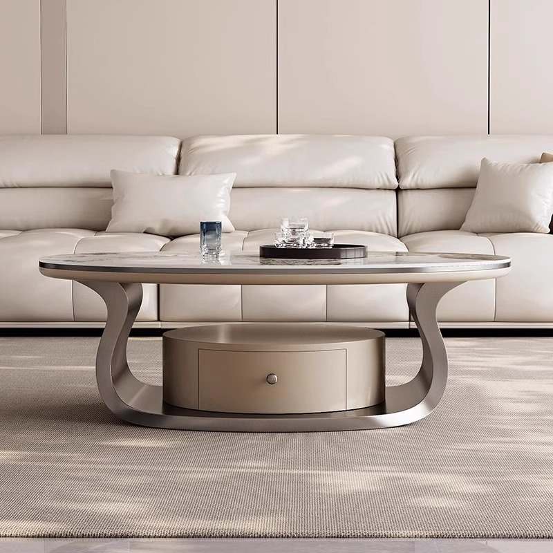 Light Luxury Coffee Table Living Room 2025 New High-End Combination Small Apartment Oval Rectangular Minimalist Slate Coffee Table