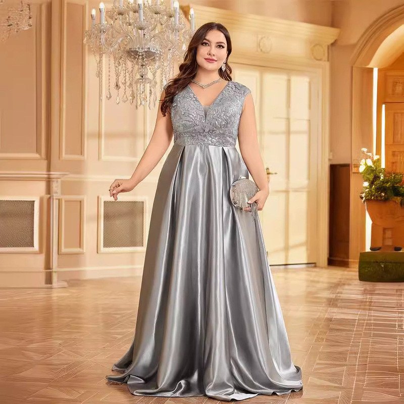 New plus size Fat Woman's Dress European and American Cross-border Hot-selling Long-sleeved V-neck Fishtail Banquet Evening Dress dress Women's in stock New plus size Fat Woman's Dress European and American Cross-border Hot-selling Long-sleeved V-neck Fishtail Banquet Evening Dress dress Women's in stock