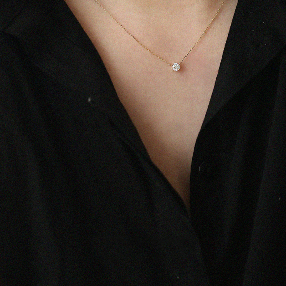 925 sterling silver Chain Material Sterling Silver Zircon Cable Chain Plating Geometric Pendant Necklace