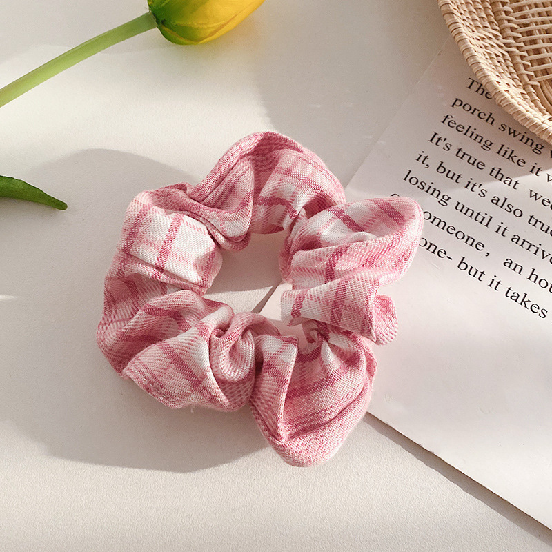 Pequeño, fresco y dulce, lazo para el cabello de intestino grueso, linda cuerda para el cabello a cuadros, atmósfera coreana, cuerda para el cabello, tocado de goma