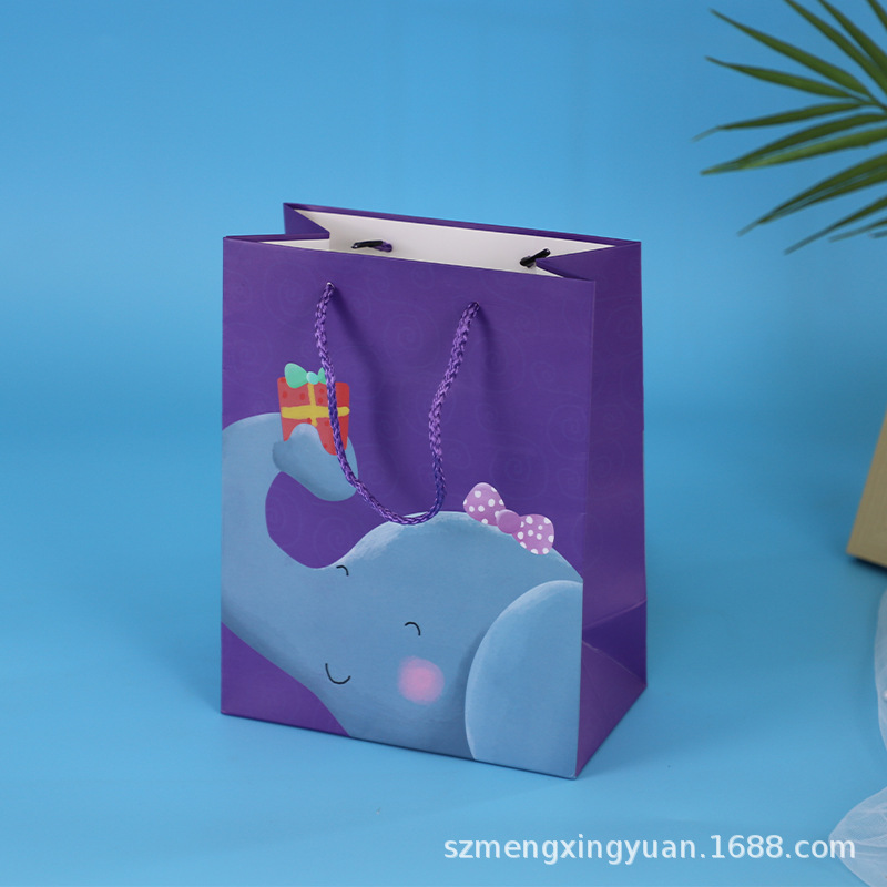 Color: HS5309 bolso de regalo de elefante púrpura; Material: cartón blanco; Especificación: 18*10*23cm solo (pequeño)